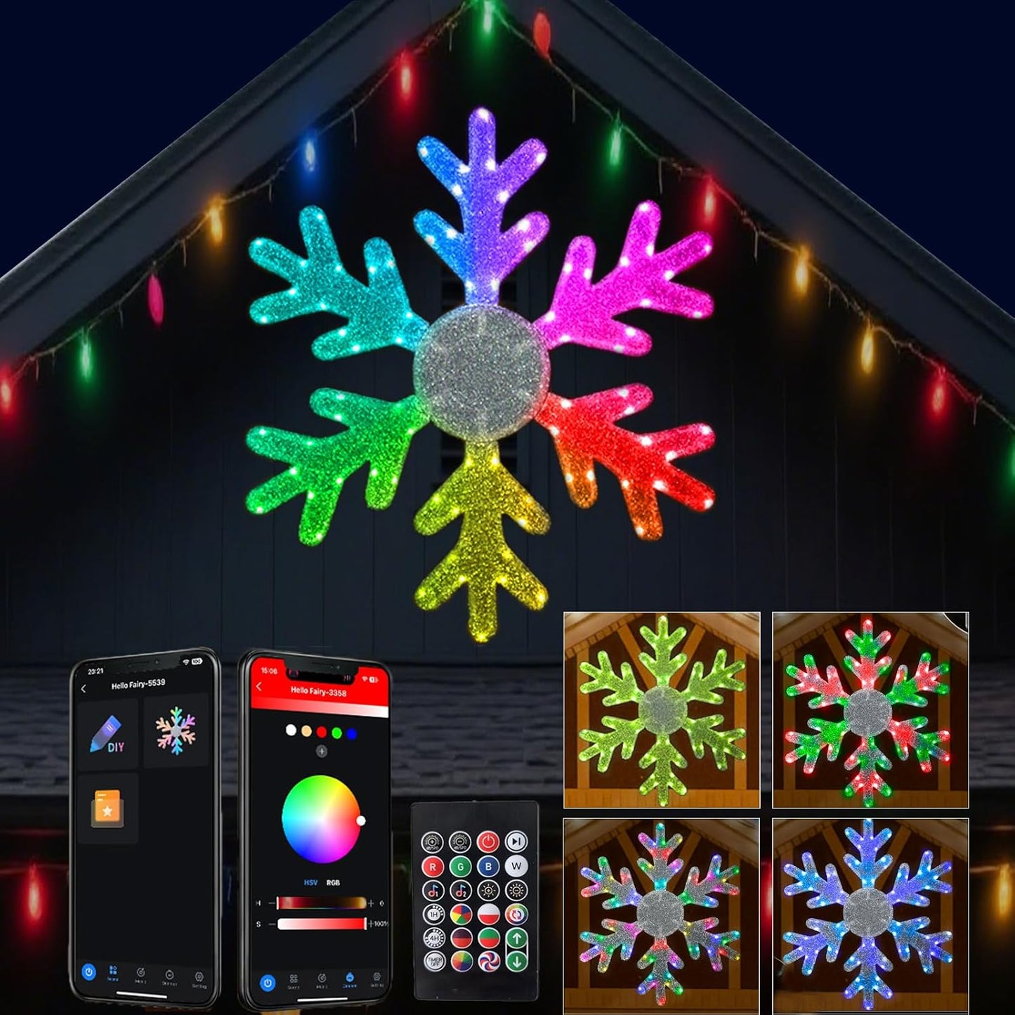 Smart Hanging Snowflake Lights 36inch