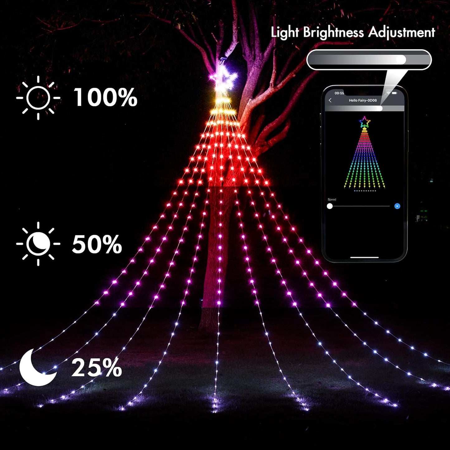 Smart Waterfall Rope Lights - 23.3ft