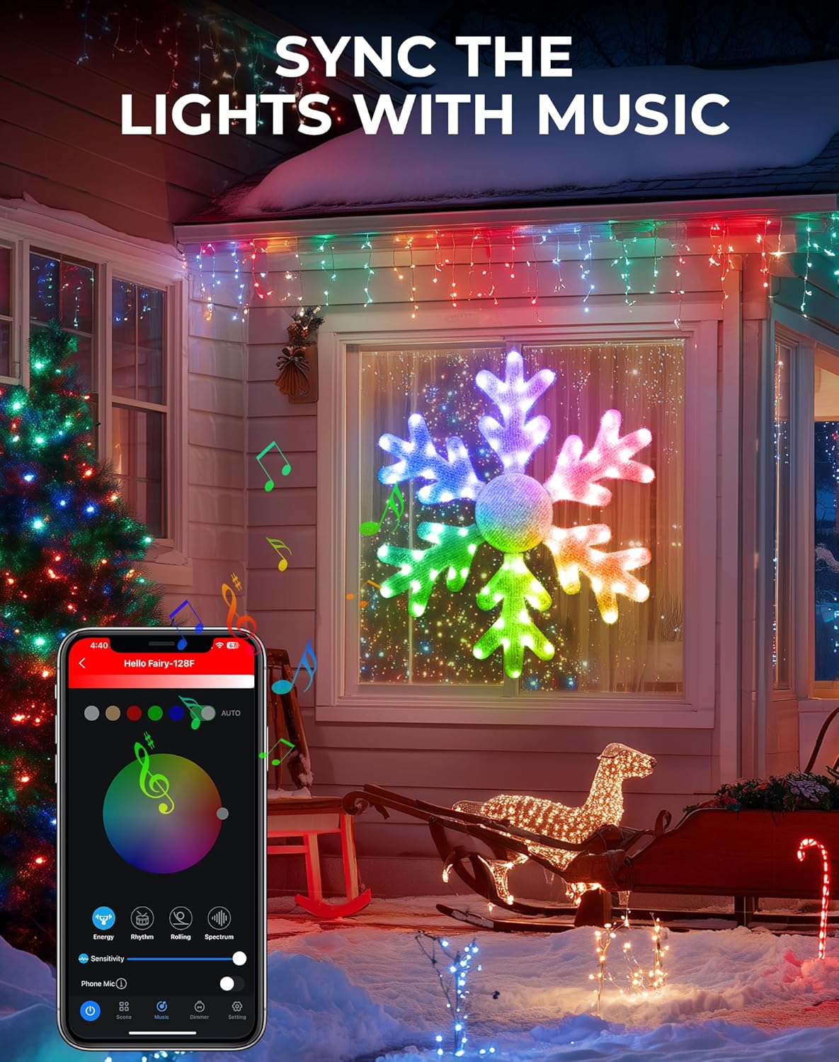 Smart Hanging Snowflake Lights 32inch