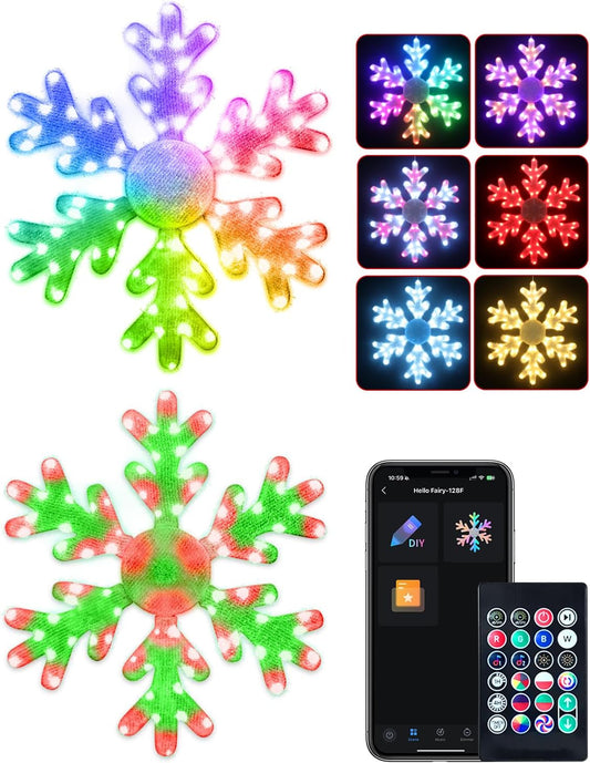 Smart Hanging Snowflake Lights 32inch 2pack