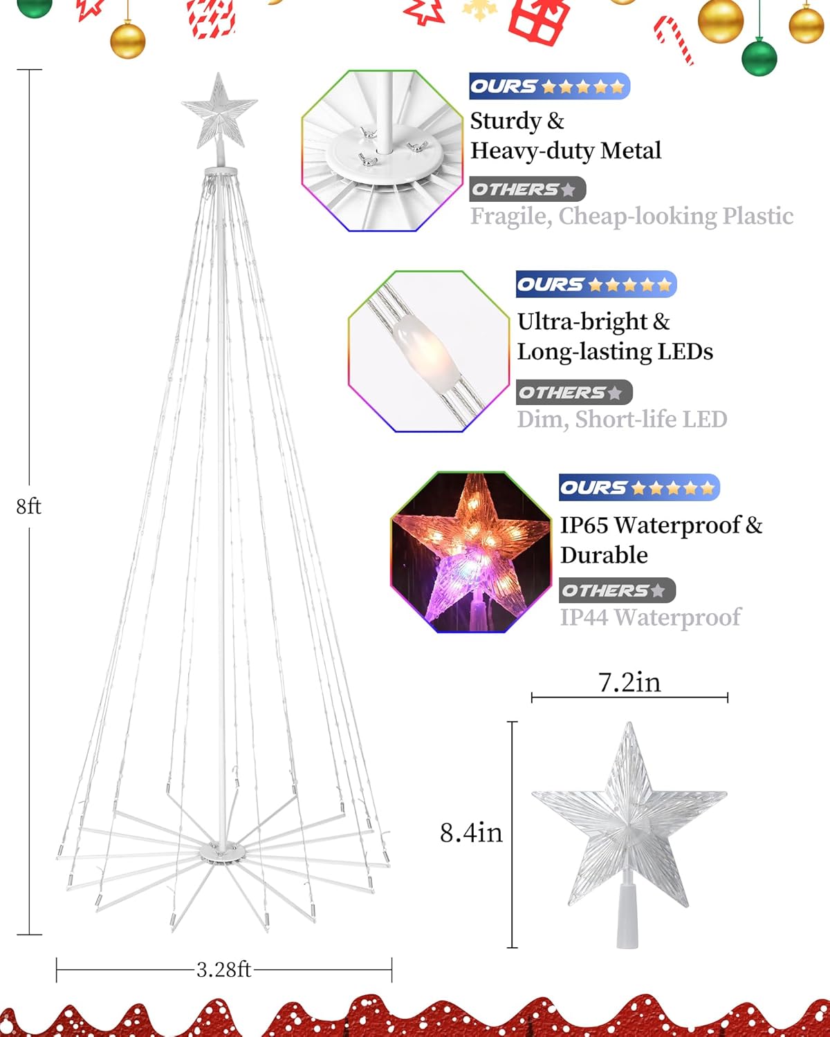 Smart Cone Tree Lights - 8ft