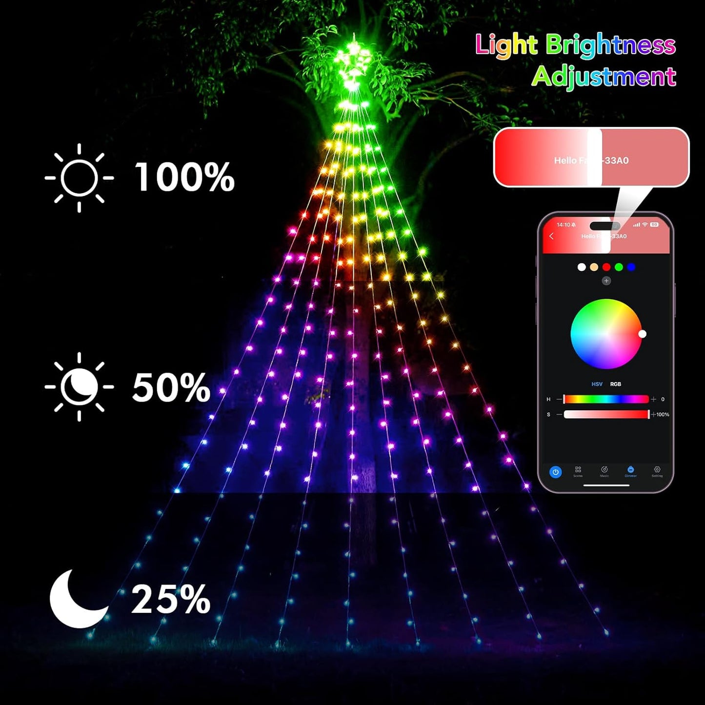 Smart Waterfall String Lights - 23.3ft