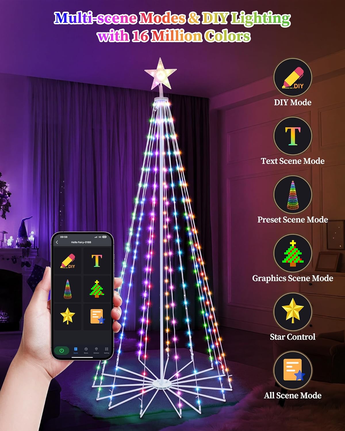 Smart Cone Tree Lights - 8ft