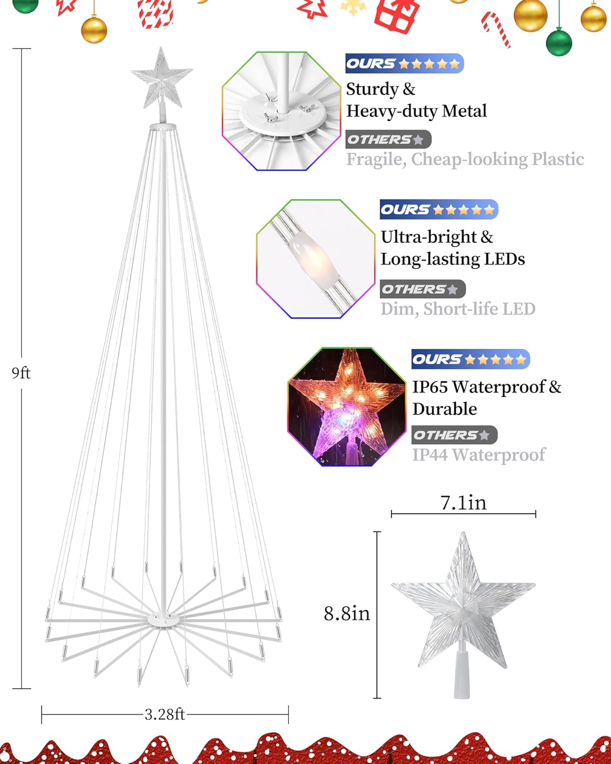 Smart Cone Tree Lights - 6ft 7ft 8ft